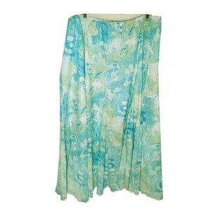 Ruby Rd. self-lined  blue turquoise, yellow net skirt size 18